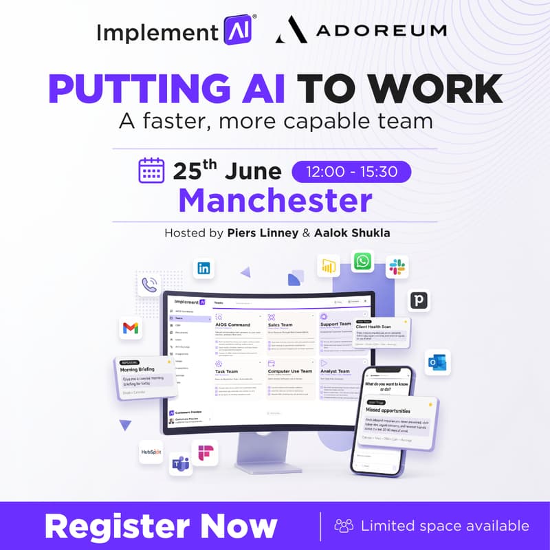 Cover Image for Putting AI to Work - Manchester - by Implement AI