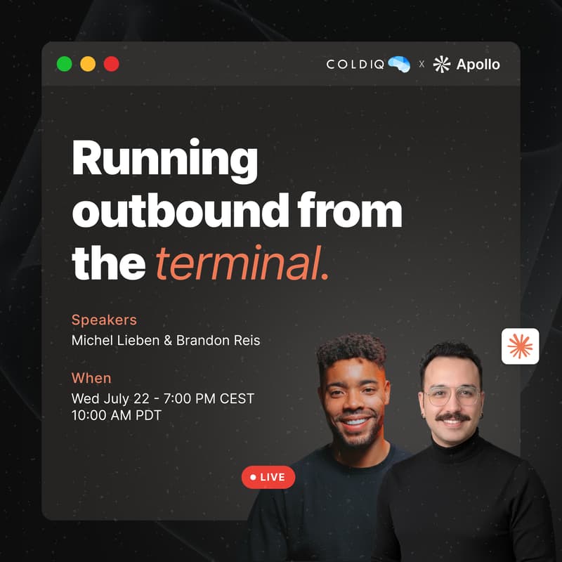 Cover Image for Apollo × ColdIQ × Claude Code: Running Outbound From the Terminal