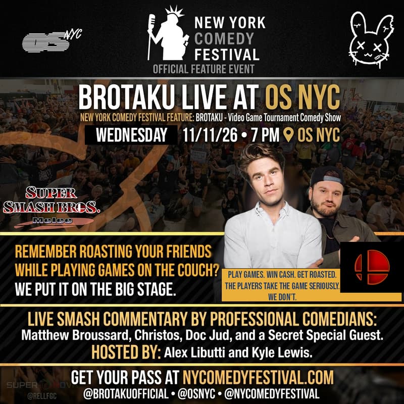 Cover Image for New York Comedy Festival Brotaku: Melee Tournament Comedy Roast Show