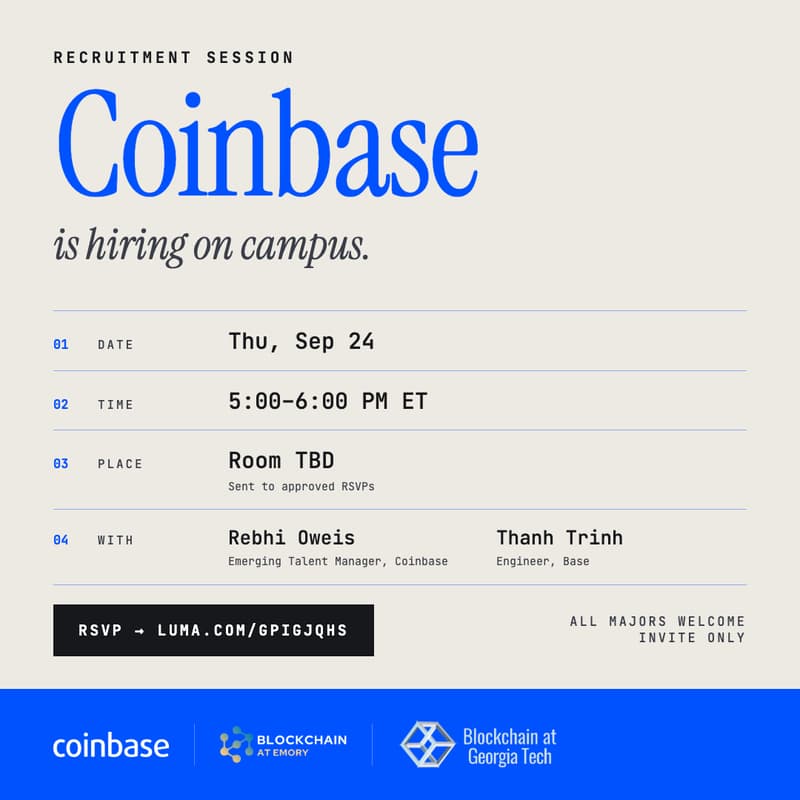 Cover Image for GT <> Emory Blockchain - Coinbase Recruitment