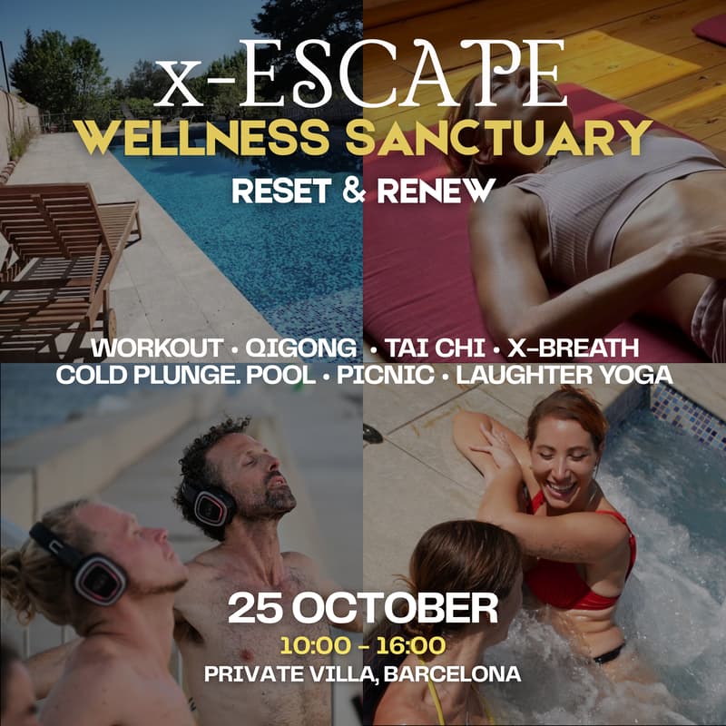 Cover Image for 💧x-ESCAPE WELLNESS DAY 🌴 👙 Reset Workout · Pool · Cold Plunge · x-Breath · Laughter Yoga 🇬🇧 ENG & ESPAÑOL 🇪🇸
