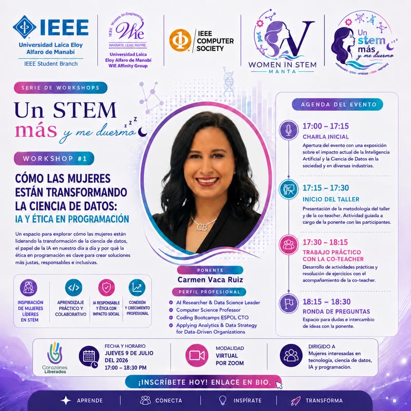 Cover Image for 👩‍💻 Workshop #1 Cómo las mujeres están transformando la Ciencia de Datos: IA y Ética en Programación
