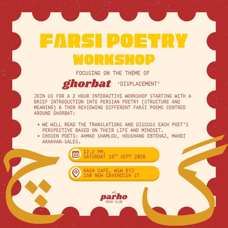 Cover Image for Farsi Poetry Workshop: focused on 'Ghorbat'