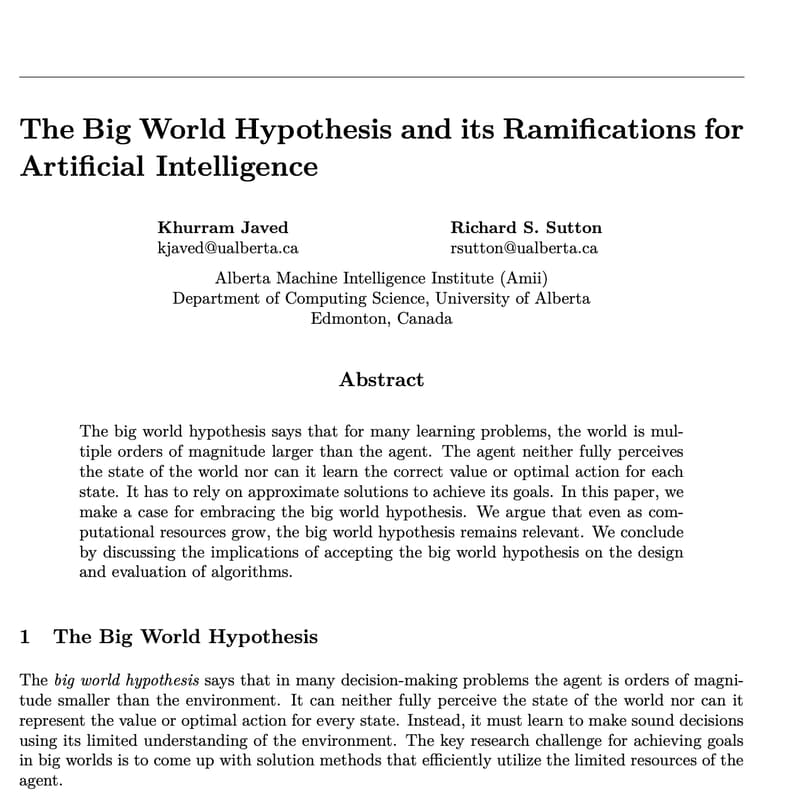 Cover Image for Learning Layer Paper Reading Club - Week 31 - The Big World Hypothesis
