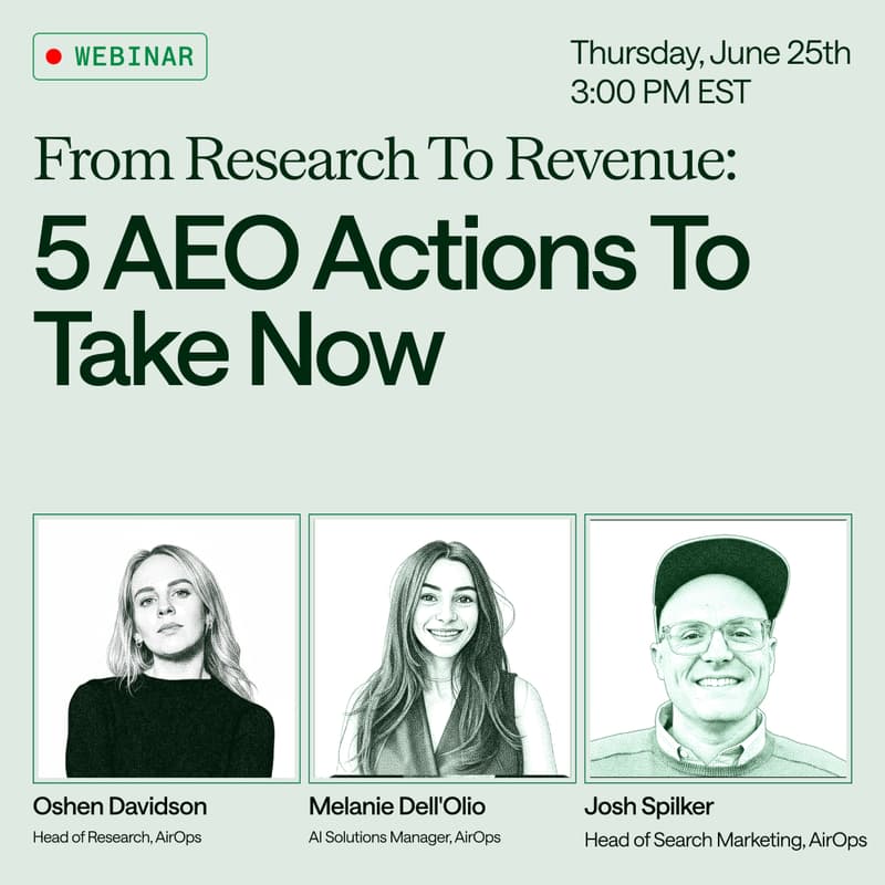 Cover Image for From Research to Revenue: 5 AEO Actions to Take Now with Oshen Davidson and Melanie Dell'Olio
