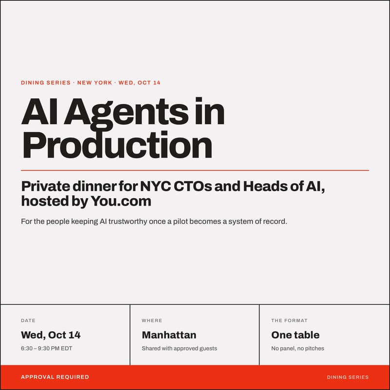 Cover Image for Tech Leaders Fine Dining Series: AI Agents in Production: NYC CTOs and Heads of AI at The Board Room Private Dining in Delmonico's