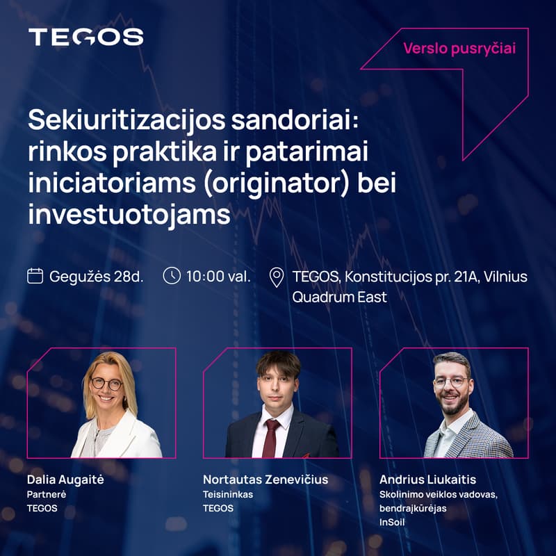 Cover Image for Verslo pusryčiai: Sekiuritizacijos sandoriai: rinkos praktika ir patarimai