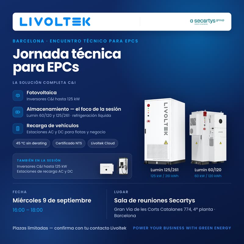 Cover Image for Jornada técnica para EPCs: Almacenamiento C&I Livoltek