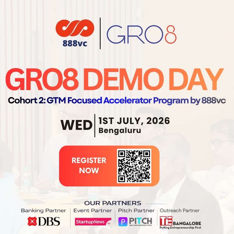 Cover Image for GRO8 Accelerator | Cohort 2 - Demo Day by 888vc |1st July,2026| Bengaluru