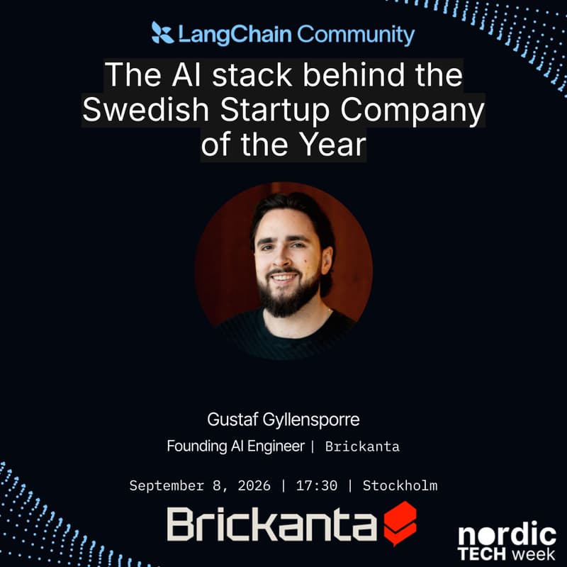 Cover Image for The AI stack behind the Swedish Startup Company of the Year - LangChain Meetup