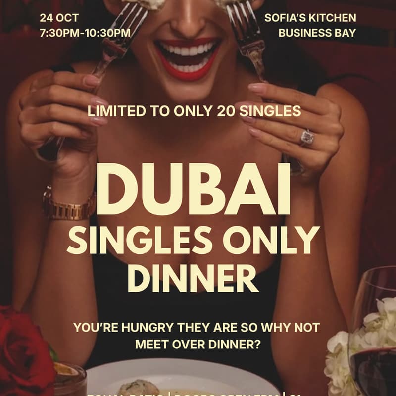 Cover Image for SINGLES ONLY DINNER | SOFIA'S KITCHEN BUSINESS BAY | 24TH OCTOBER