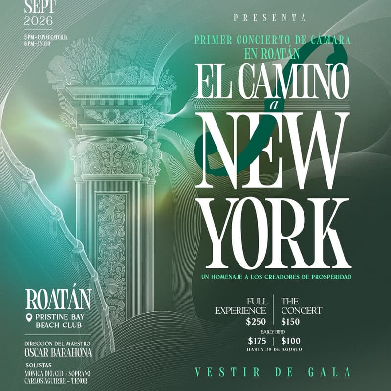 Cover Image for Concierto de la Orquesta Filarmónica en RoatánPresentan: Camino a Nueva York