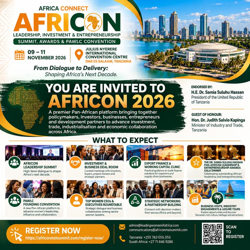 Cover Image for Africa Connect (AFRICON) Leadership, Investment & Entrepreneurship Summit & Awards 2026, Dar Es Salaam, 09-11 Nov. 2026