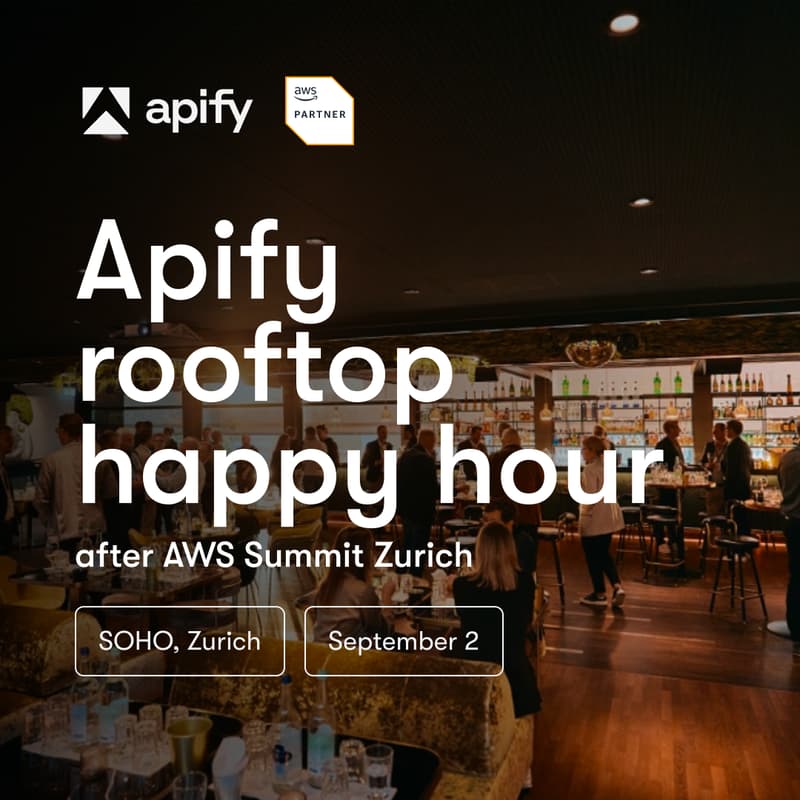 Cover Image for Apify rooftop happy hour — after AWS Summit Zurich