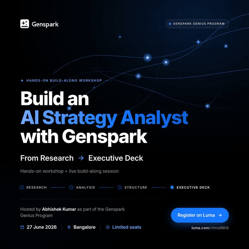Cover Image for ep#01 - Build an AI Strategy Analyst (w/ Genspark): From Research to Executive Deck