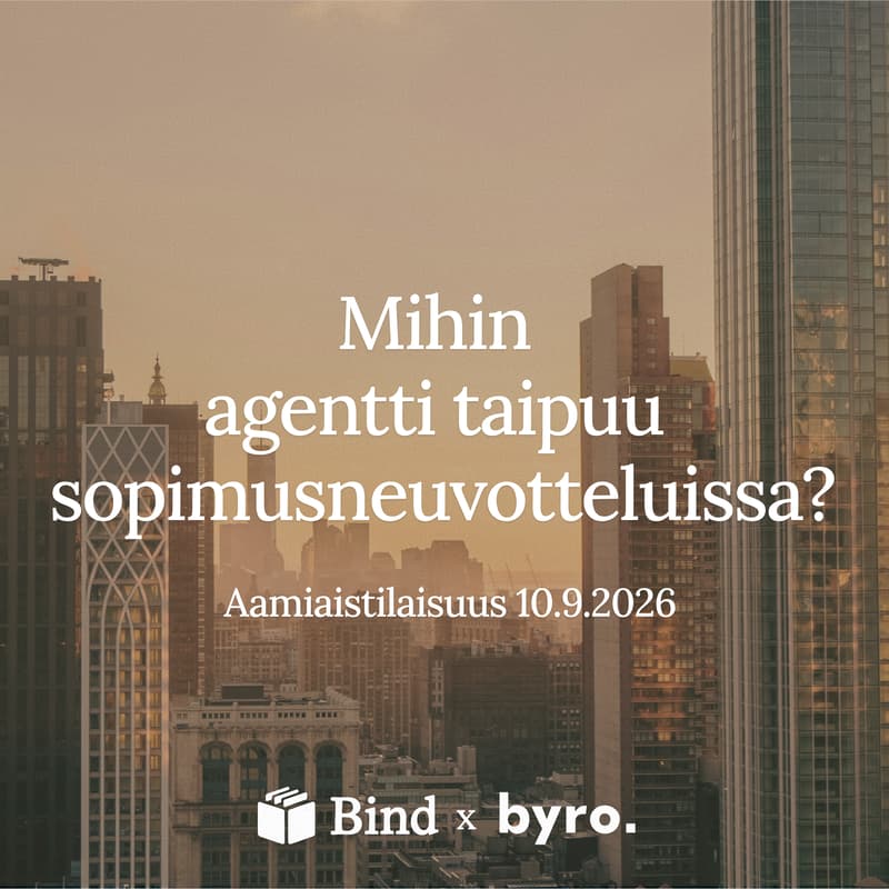 Cover Image for Aamiaistilaisuus in-house-juristeille: AI-agentti sopimusneuvotteluissa
