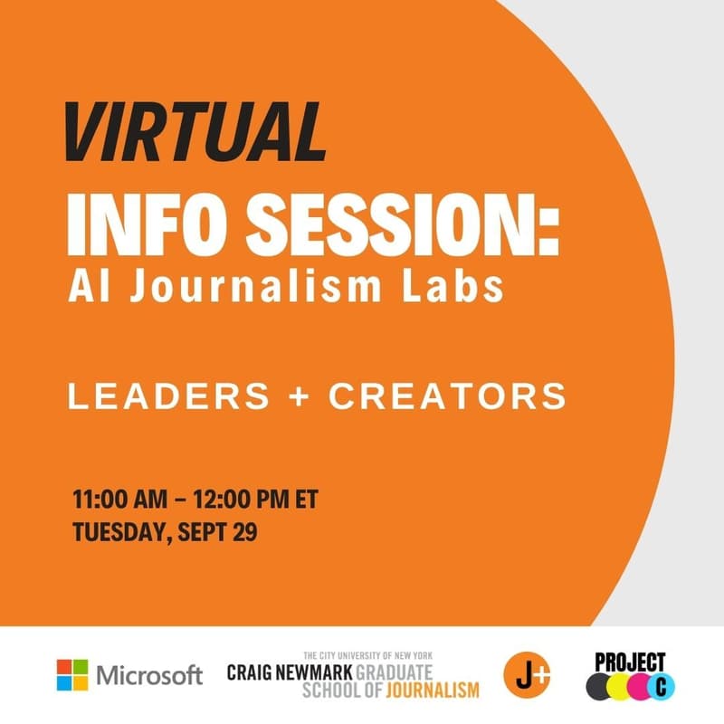 Cover Image for AI Journalism Labs: Leaders and Creators Info Session