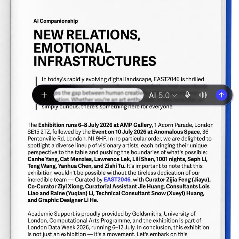 Cover Image for Exhibition - AI Companionship: New Relations, Emotional Infrastructures.