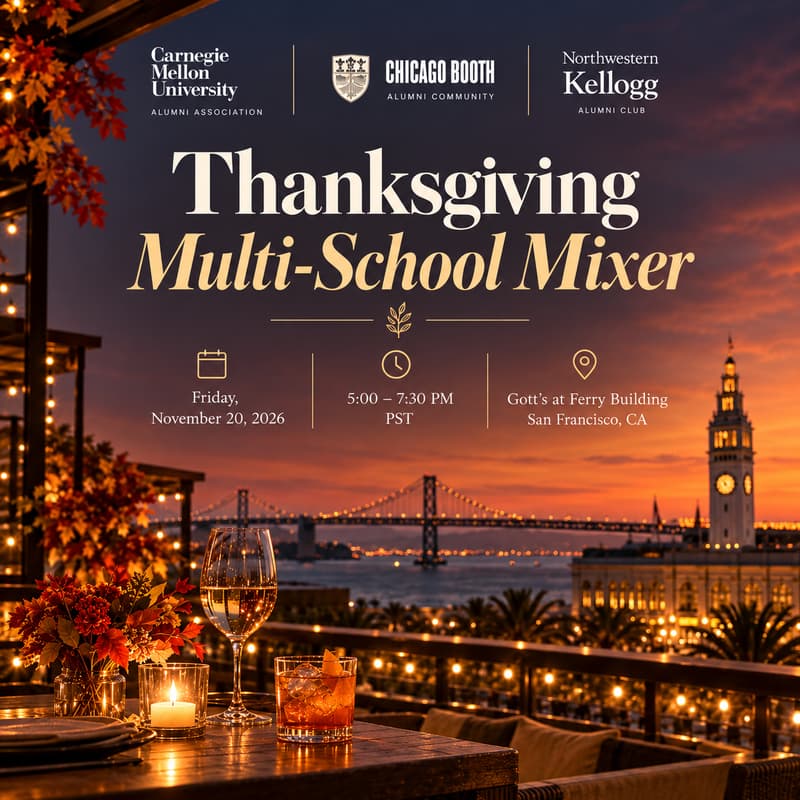 Cover Image for Thanksgiving Alumni Mixer: Happy Hour with CMU, Chicago Booth, & Kellogg