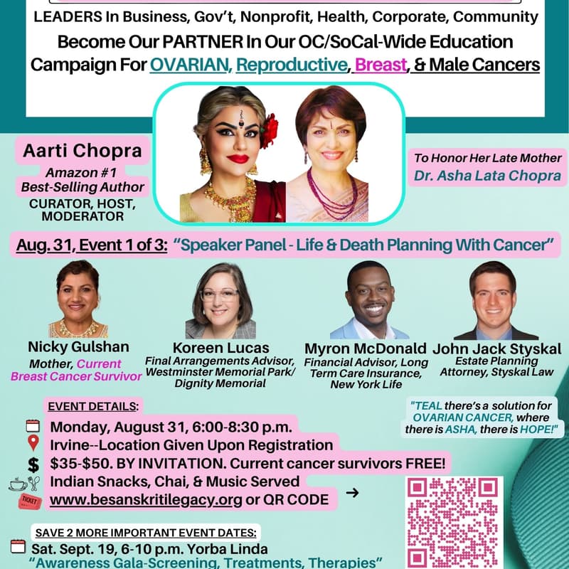 Cover Image for Aug. 31 Ovarian Cancer Speaker Panel: Life & End-Of-Life Planning With Cancer