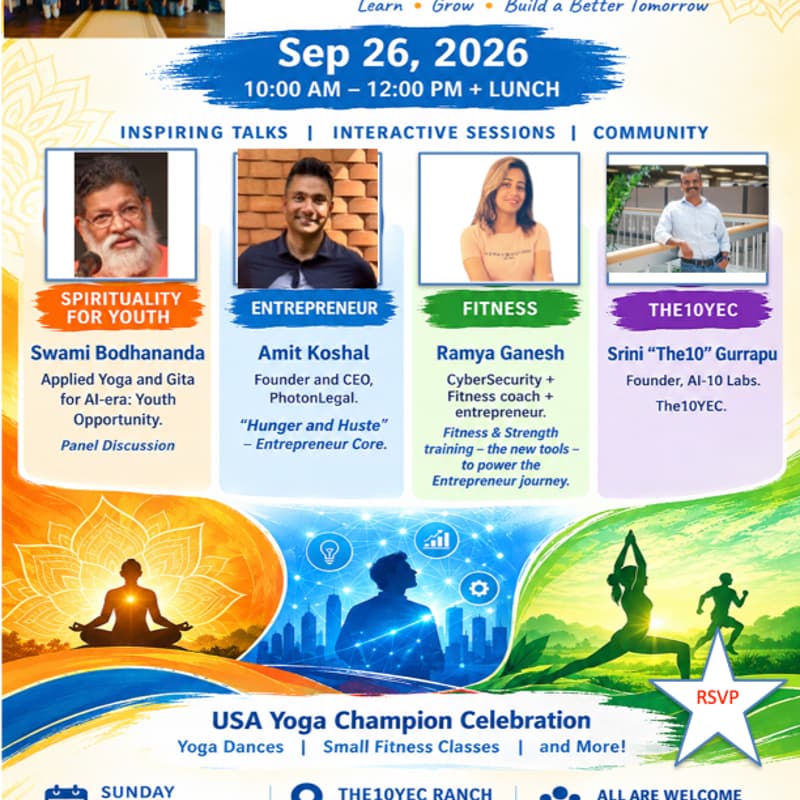 Cover Image for Confluence of "Yoga Championship & Spirituality, Entrepreneurship and Fitness" - The10YEC Community Event.