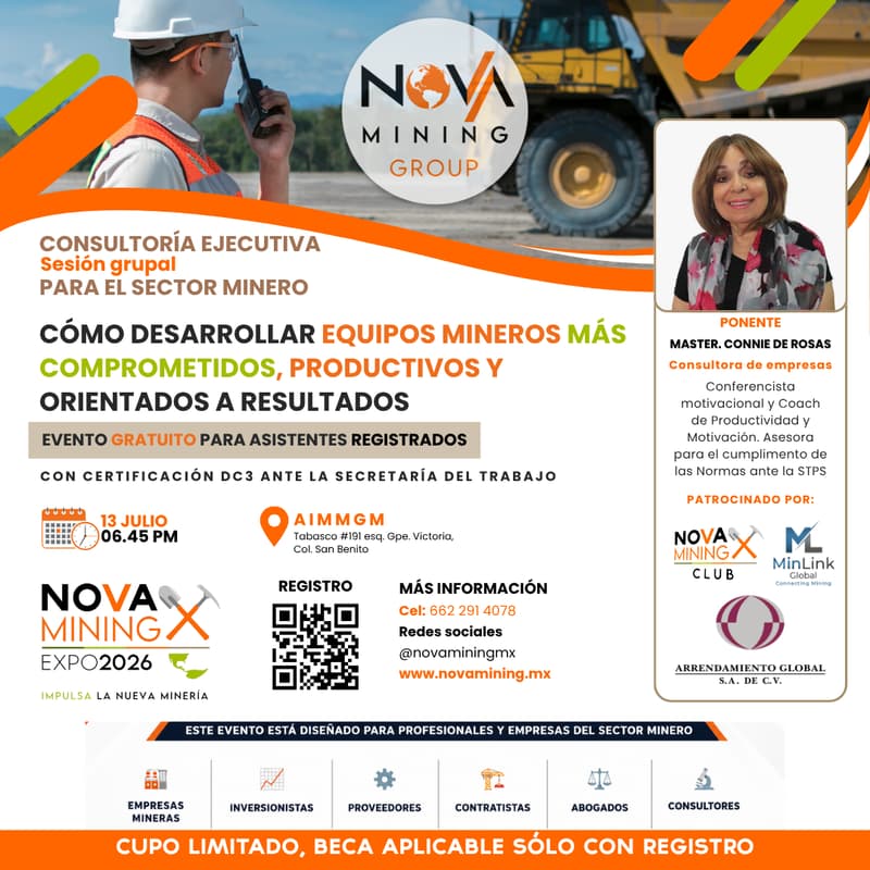 Cover Image for EVENTO GRATUITO ABIERTO AL PUBLICO EN GENERAL | CONSULTORÍA EJECUTIVA PARA EL SECTOR MINERO (SESIÓN GRUPAL).