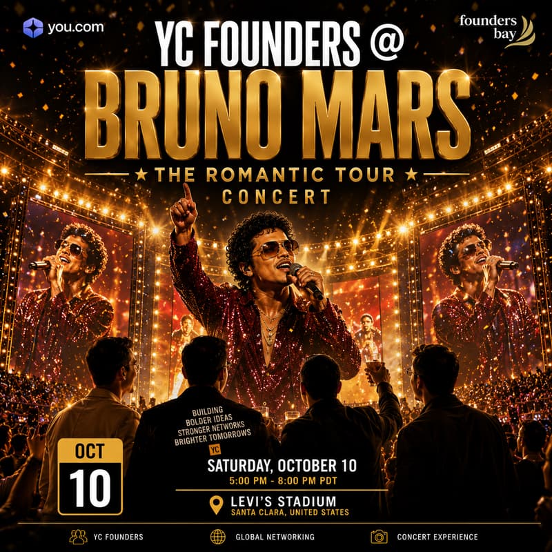 Cover Image for YC FOUNDERS @ Bruno Mars | The Romantic Tour | Concert