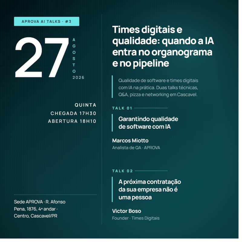 Cover Image for Aprova AI Talks #3 - Equipes Digitais e Qualidade de Software