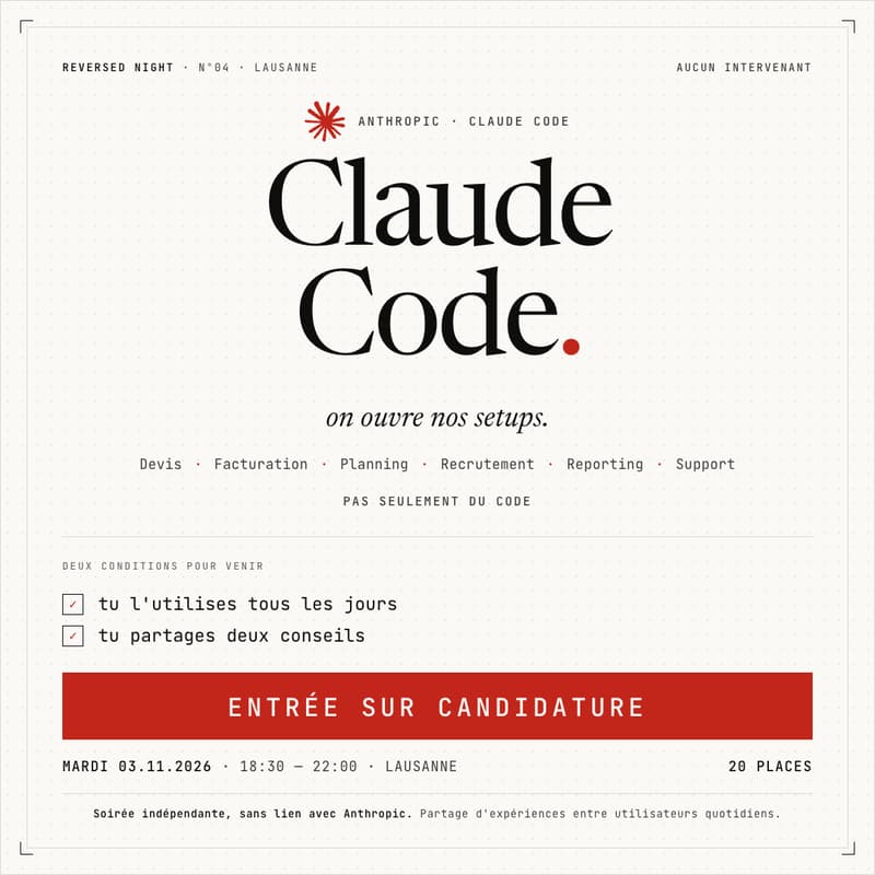 Cover Image for Claude Code, soirée de partage | Reversed Night #4