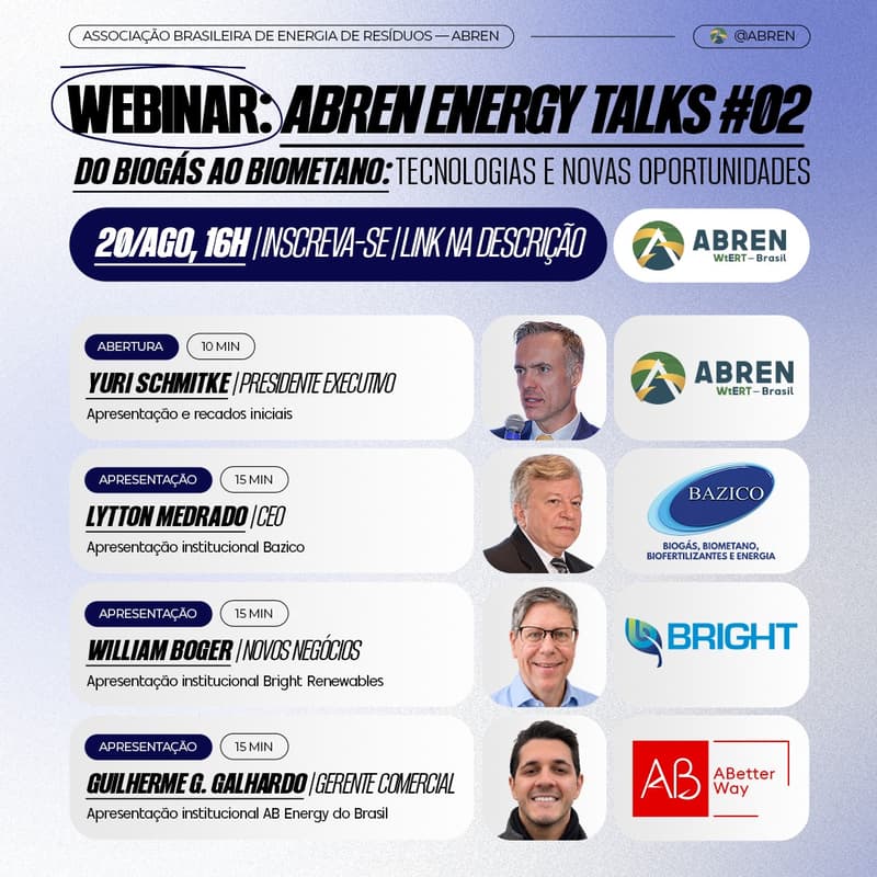 Cover Image for Webinar: ABREN Energy Talks #02 - Do biogás ao Biometano: Tecnologias e Novas Oportunidades