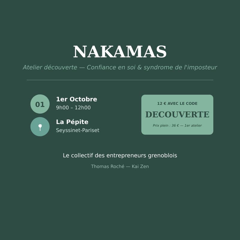 Cover Image for Nakamas - Atelier découverte : Confiance en soi & syndrome de l'imposteur
