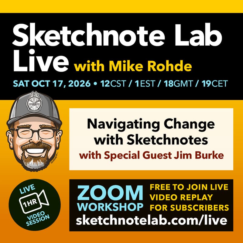 Cover Image for Sketchnote Lab Live October: Navigate change with sketchnotes w/ James Burke