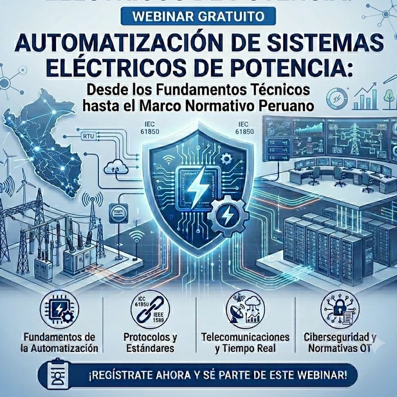 Cover Image for WEBINAR GRATUITO || AUTOMATIZACIÓN DE SISTEMAS ELÉCTRICOS DE POTENCIA