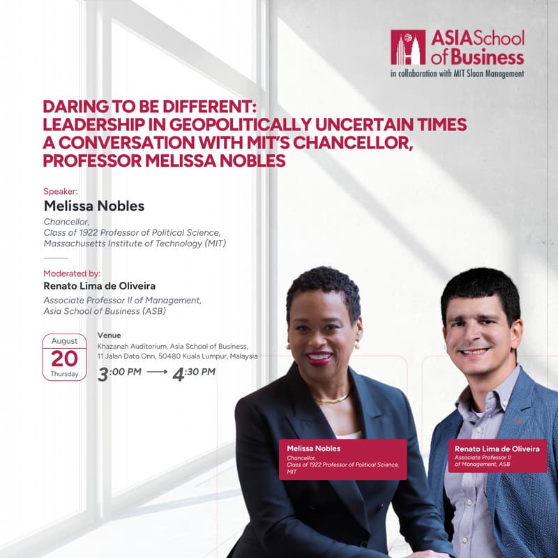 Cover Image for Daring to be Different: Leadership in Geopolitically Uncertain Times - A Conversation with MIT’s Chancellor, Prof. Melissa Nobles