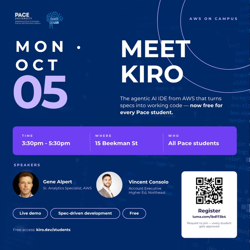 Cover Image for AWS Getting Started with Kiro @ Pace University
