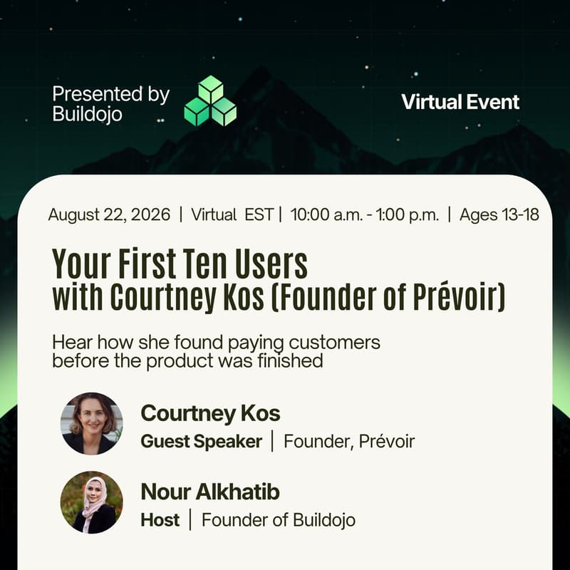 Cover Image for Your First Ten Users with Courtney Kos (Founder of Prévoir) | Buildojo Founder Circle #2