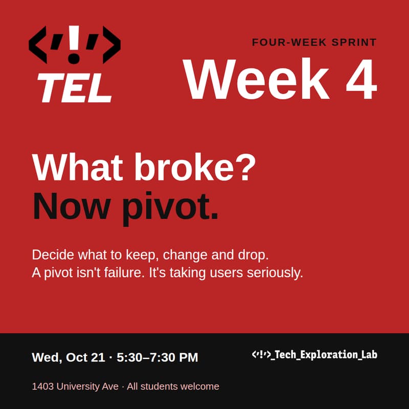 Cover Image for Four-Week Sprint · Week 4: Learn and Pivot