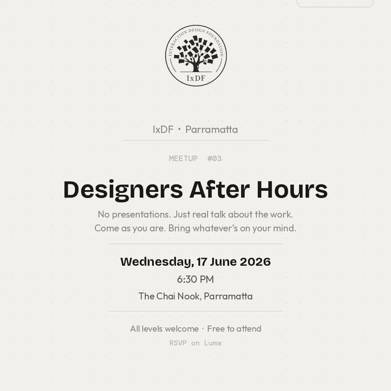 Cover Image for IxDF Parramatta – Meetup #03: Designers After Hours