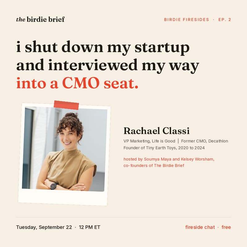 Cover Image for How I Closed My Startup and Interviewed Into a CMO Seat: Fireside Chat With Rachael Classi, VP at Life is Good