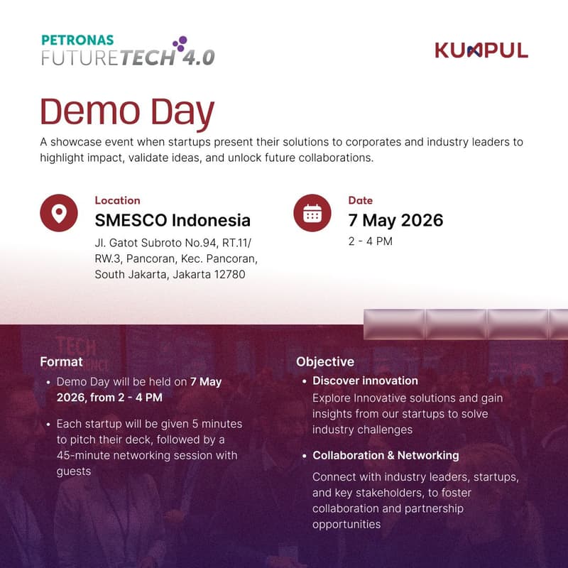 Cover Image for PETRONAS FUTURETECH 4.0 Global Market Access Demo Day in Jakarta