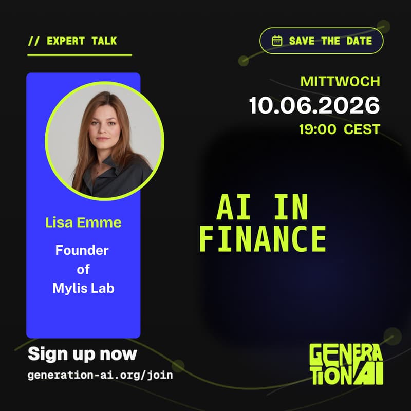 Cover Image for Expert Talk: AI in Finance - mit Lisa Emme, Founder of Mylis Lab