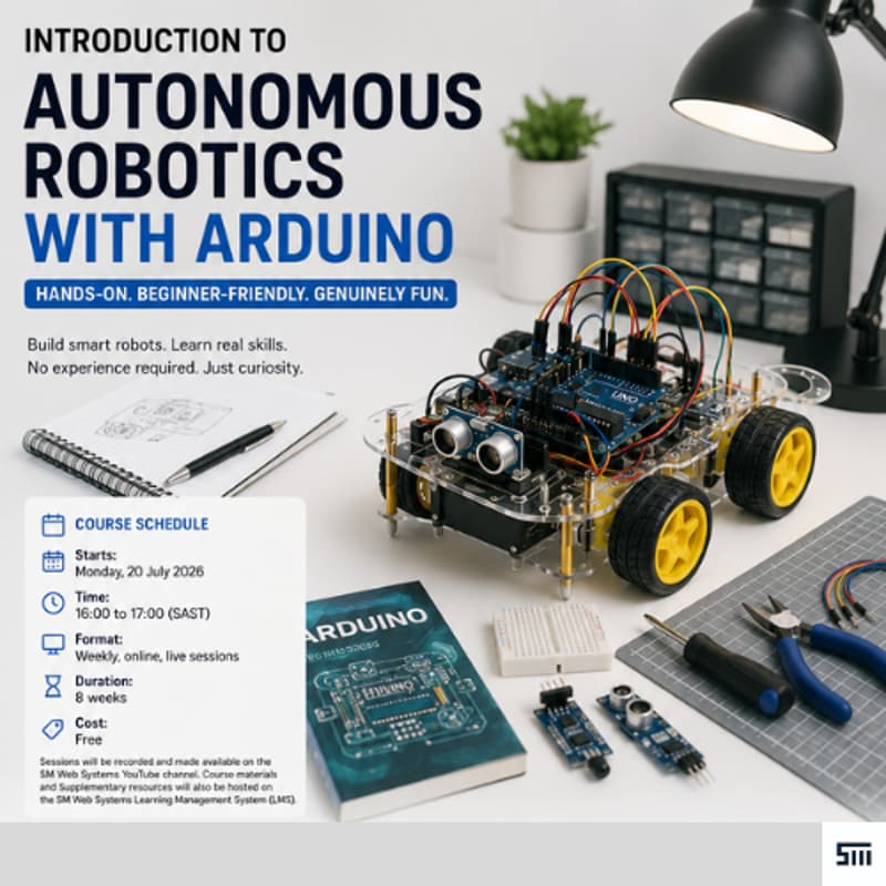 Cover Image for Introduction to Autonomous Robotics with Arduino Hands-On. Beginner-Friendly. Genuinely Fun.