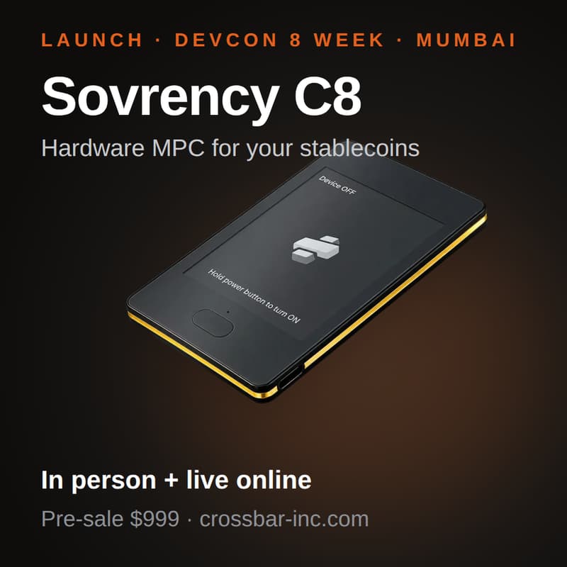 Cover Image for Sovrency C8 Launch · The first hardware MPC wallet for stablecoins