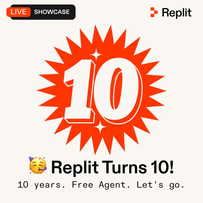 Cover Image for Replit Turns 10 🎂 Buildathon Launch, Slides on Replit, & New Enterprise Streams
