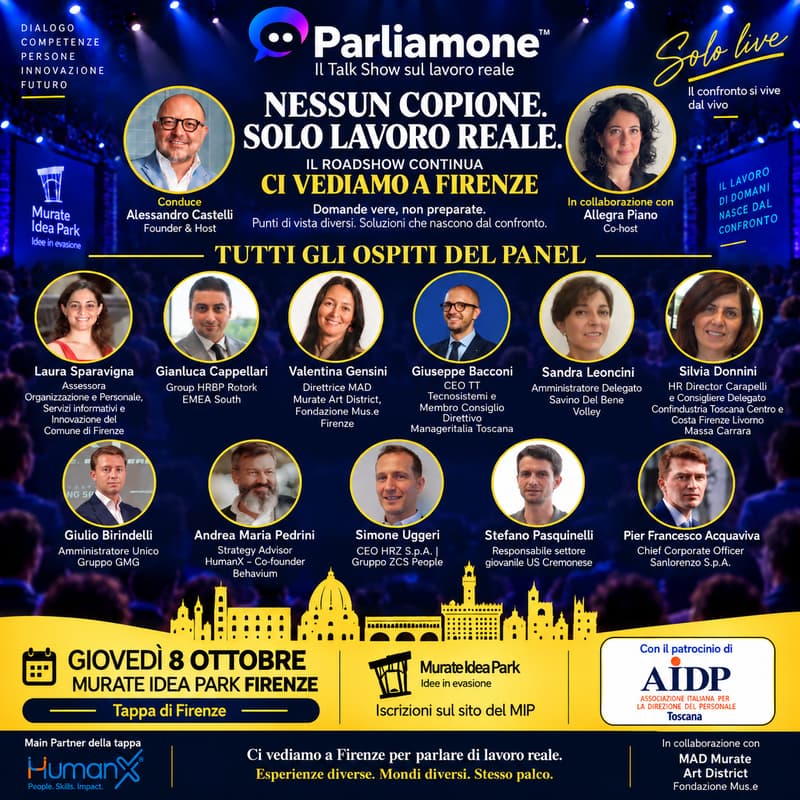 Cover Image for PARLIAMONE™ il talk show sul lavoro reale arriva a Firenze al MIP