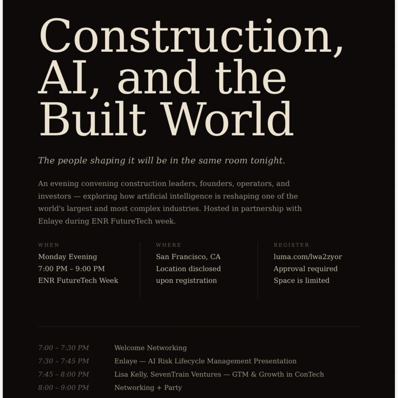 Cover Image for Construction AI Networking Night | ENR FutureTech 🏗️🤖🍸
