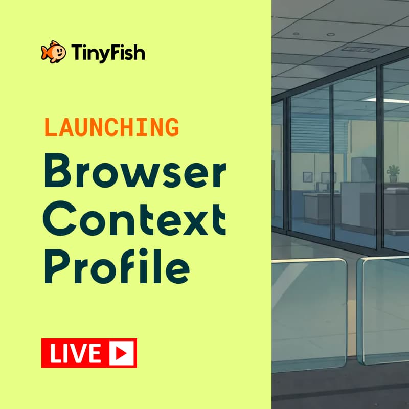 Cover Image for TinyFish PROFILES Webinar: Build Your Own Shopping Agent, Live