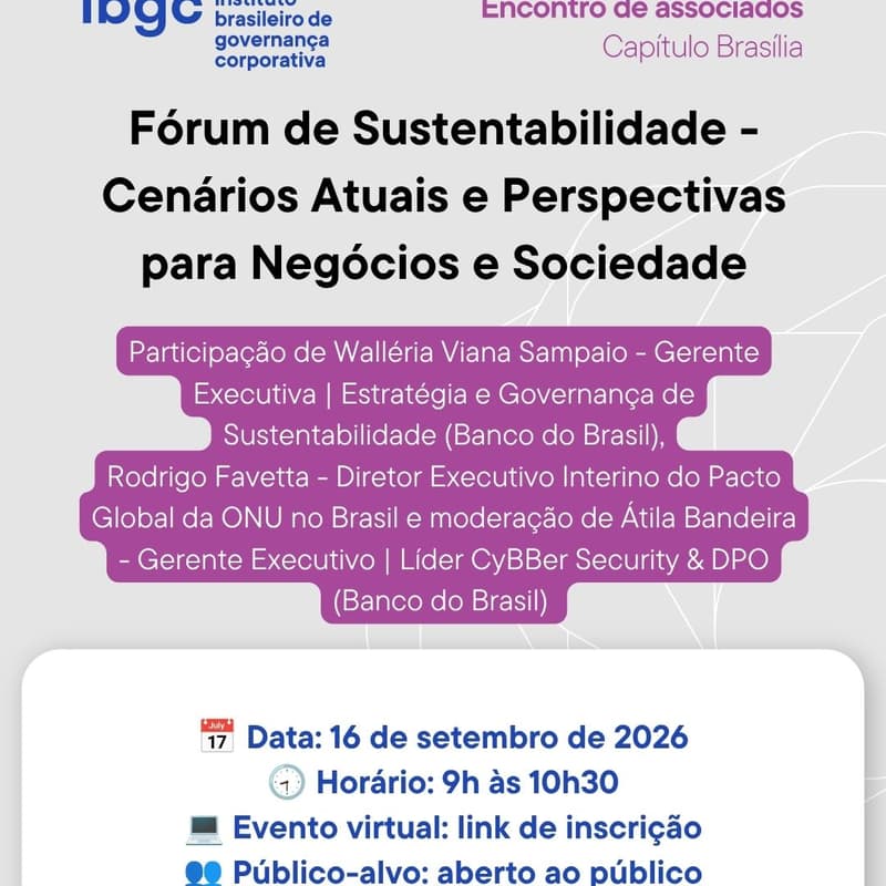 Imagem de capa de Fórum de Sustentabilidade – Cenários Atuais e Perspectivas para Negócios e Sociedade