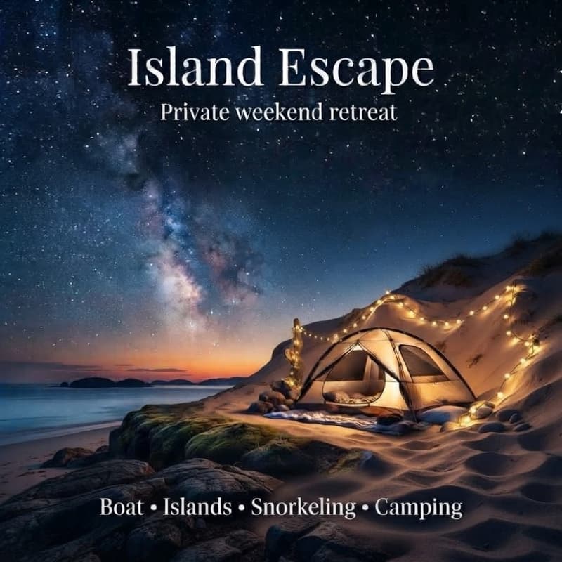 Cover Image for ISLAND ESCAPE: Boat, Snorkling & Overnight Beach Camping