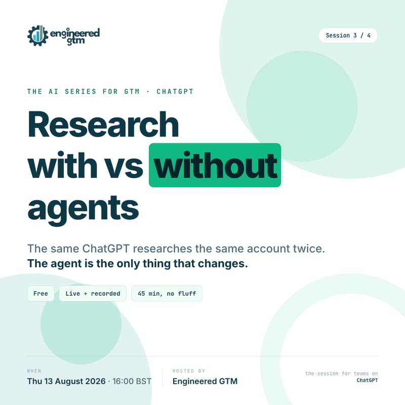 Cover Image for The AI Series for GTM: ChatGPT, Research With vs Without Agents